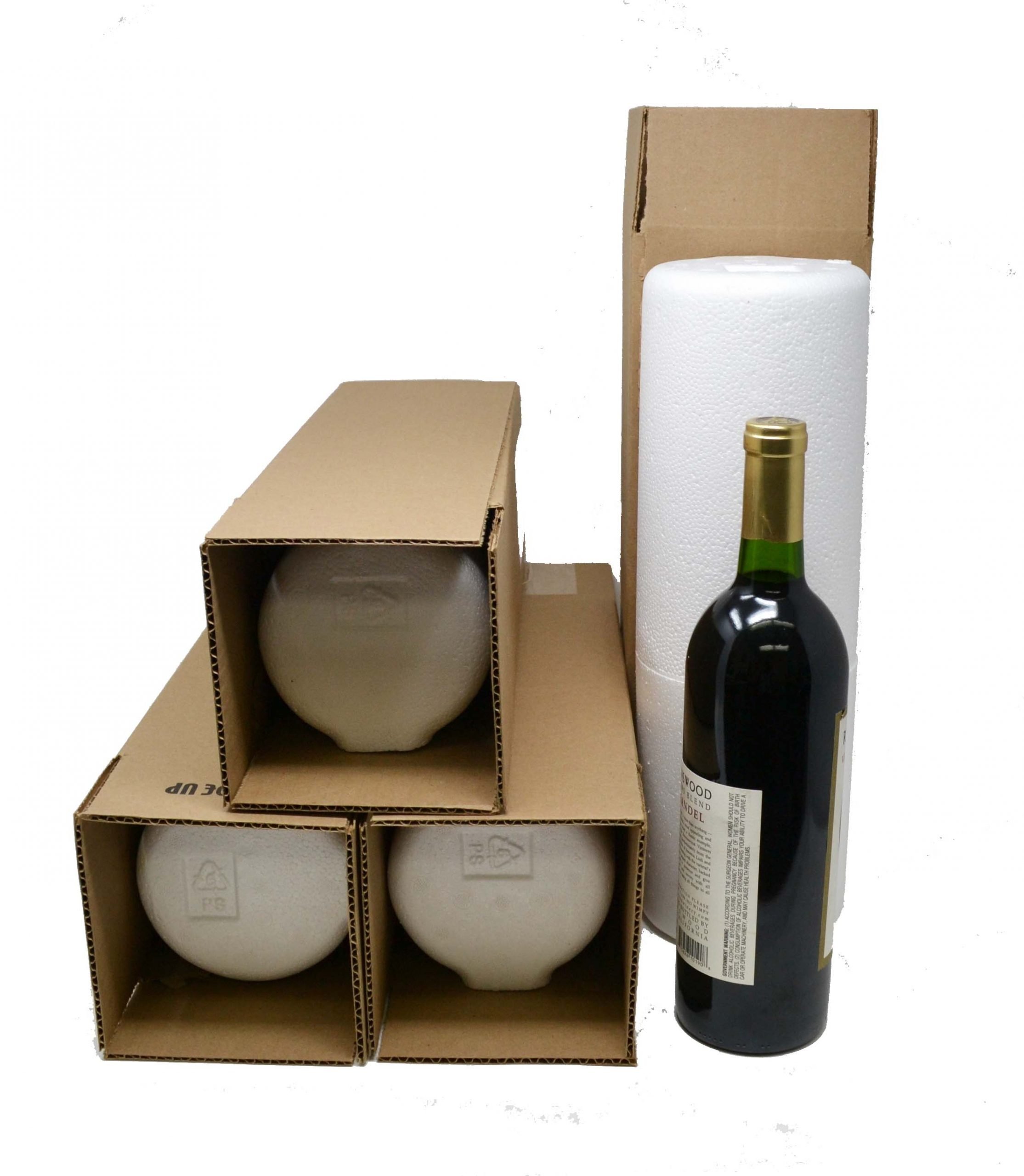 1 Bottle Styrofoam Wine Shipping Box and Cooler (4 per Pack)