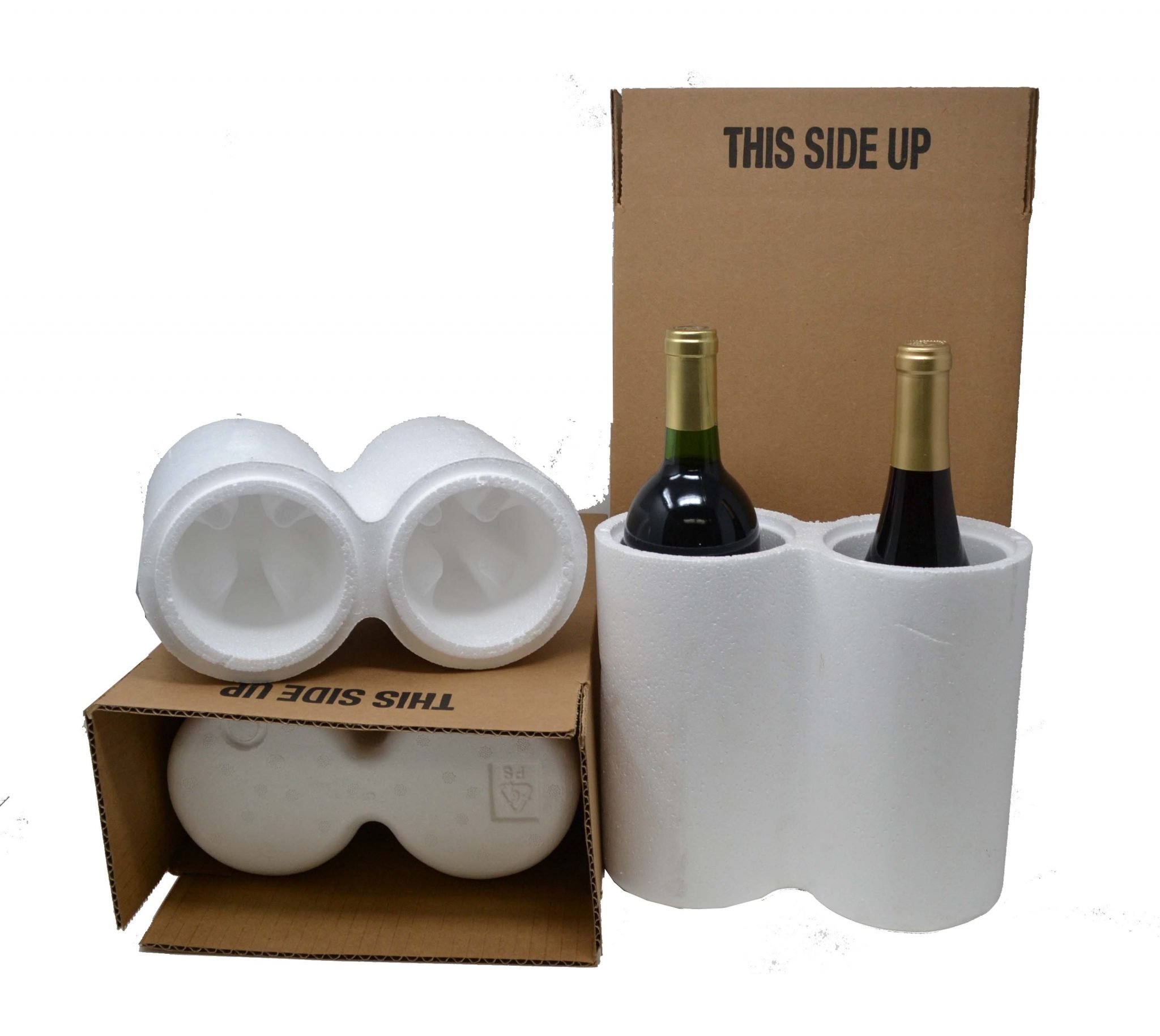 2 Bottle Styrofoam Wine Shipping Box and Cooler (2 per Pack)