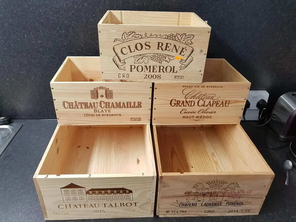 5 pack of Traditional FRENCH WOODEN WINE Boxes / Crates / Storage unit