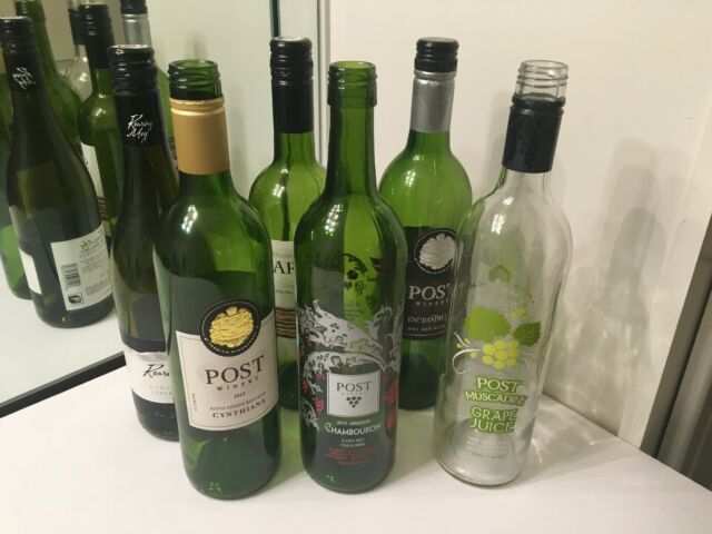 6 Empty Wine Bottles, Rinsed, Clean
