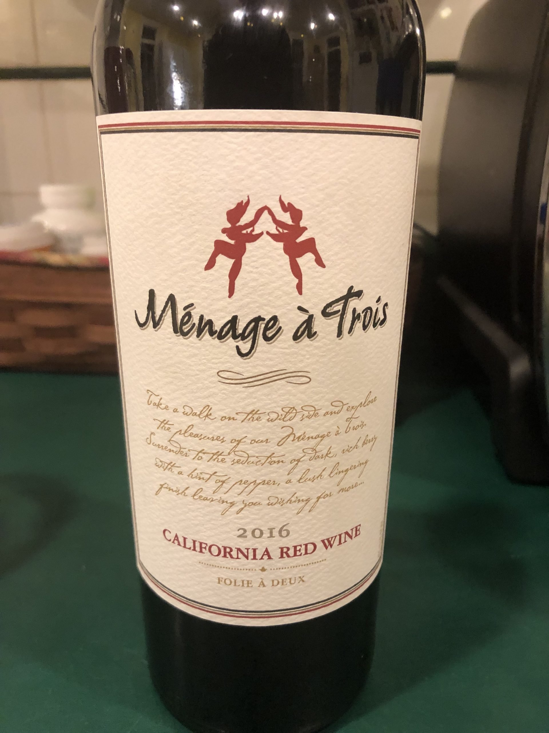 A California Red Wine: A blend based on 3 varietals