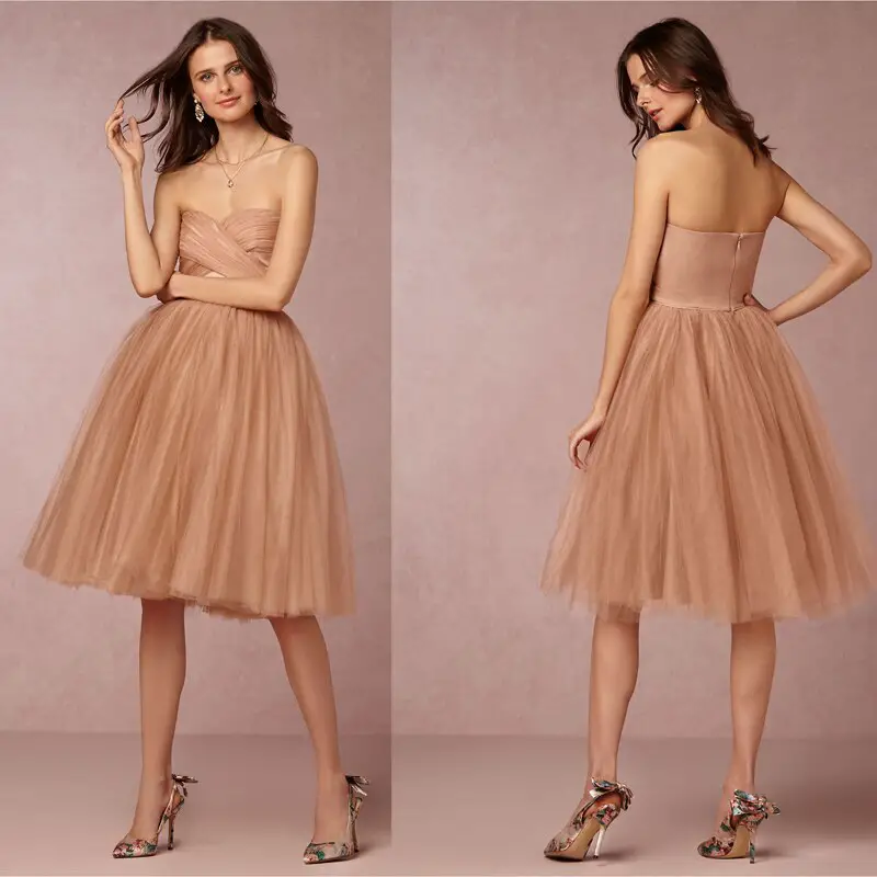 Affordable Simple champagne Knee length Short Summer Bridesmaid dresses ...