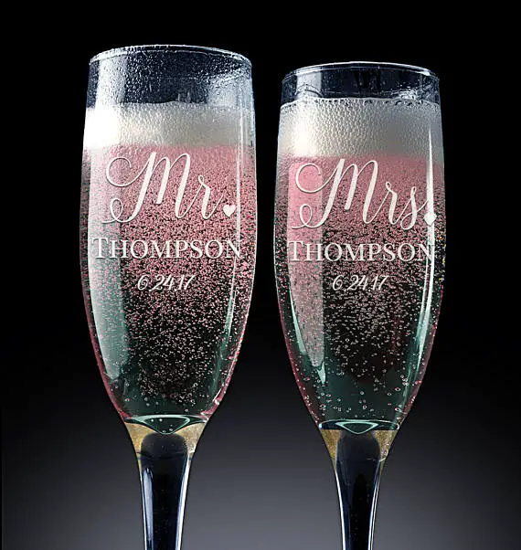 Aliexpress.com : Buy 2pcs Mr Mrs Wedding Champagne Flutes Personalized ...