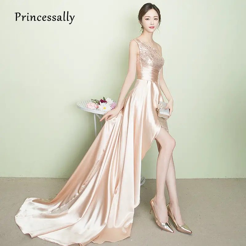 Aliexpress.com : Buy High Low Champagne Gold Bridesmaid Dresses ...