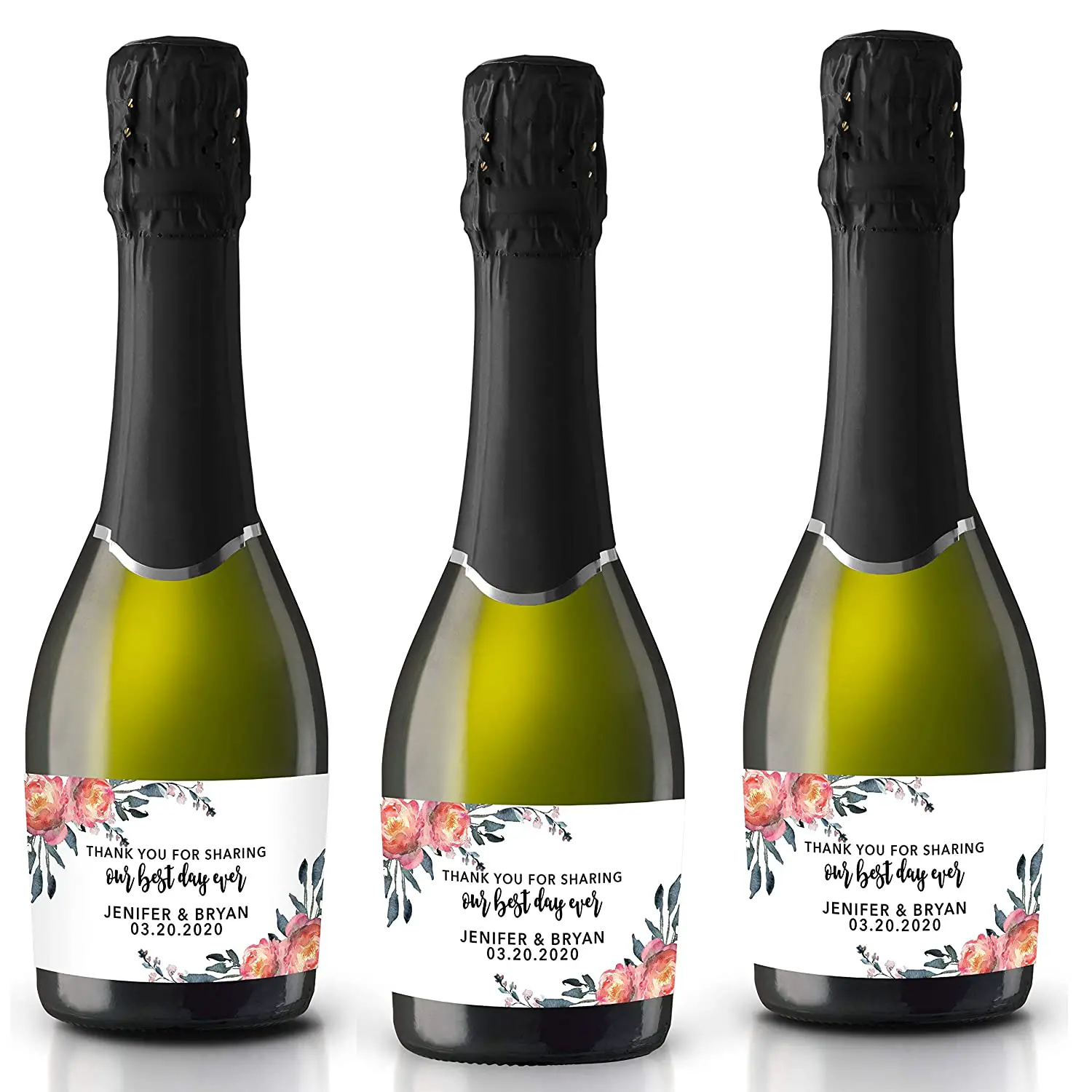 Amazon.com: Wedding Mini Champagne Bottle Labels" Our Best Day Ever ...