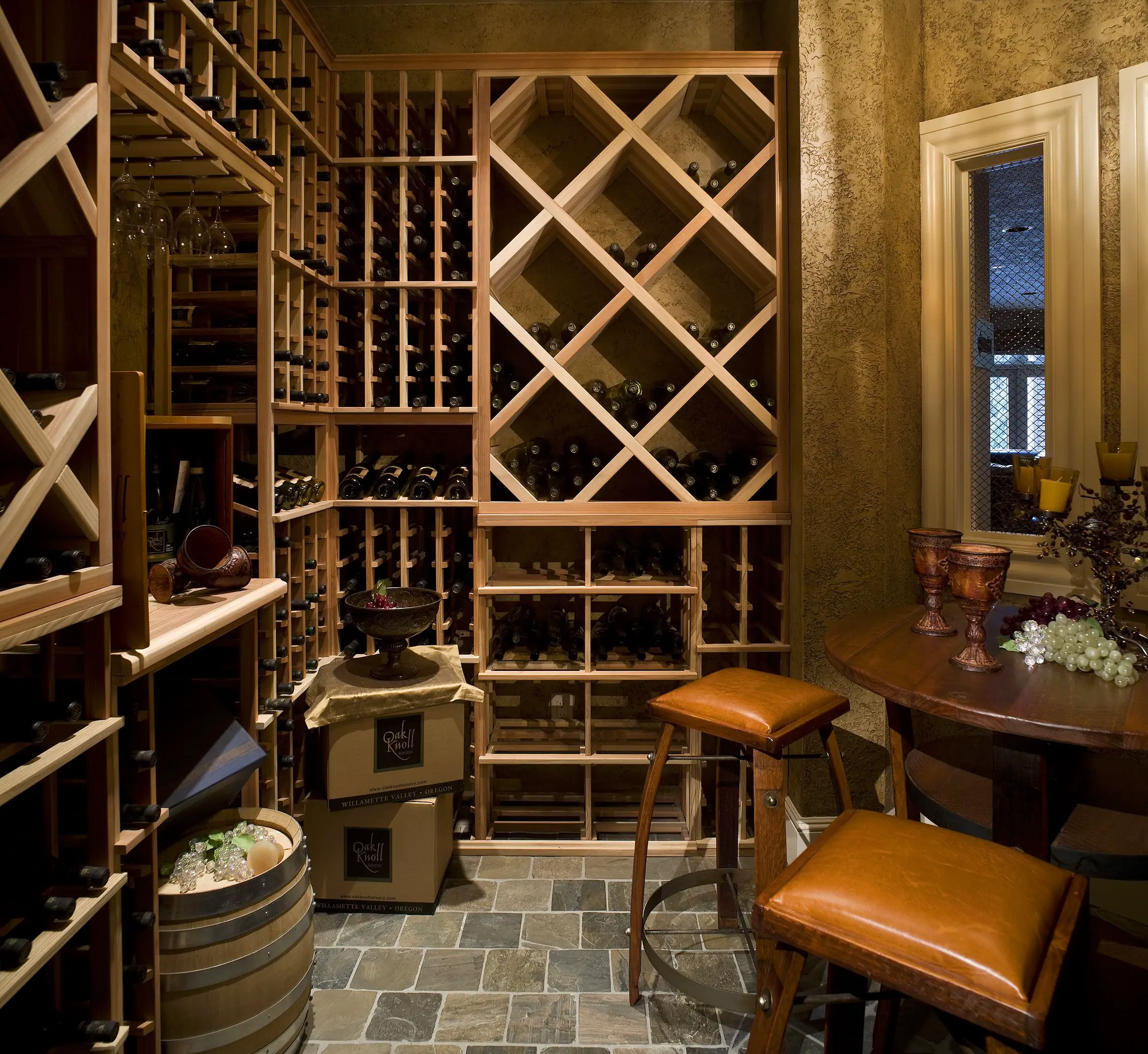 Beautiful traditional wine cellar with grey tiles that help to give it ...