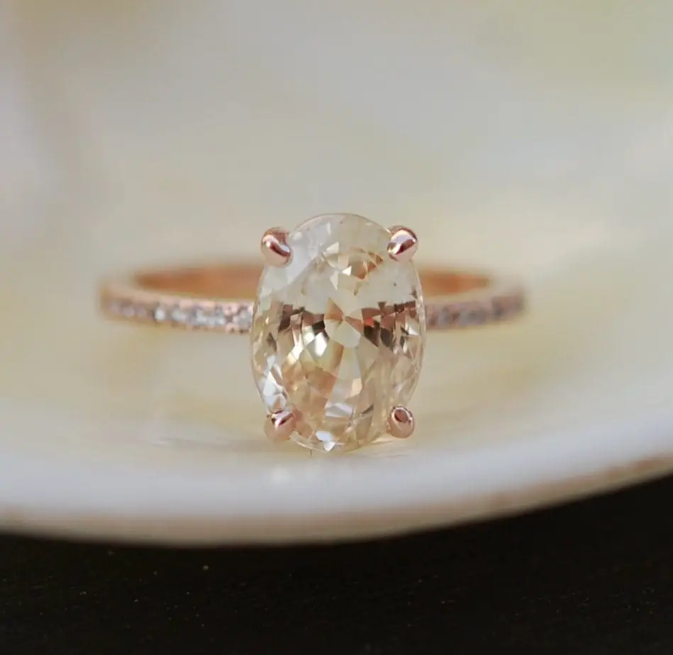 Blake Lively ring. Champagne Sapphire Engagement Ring. Oval cut ...