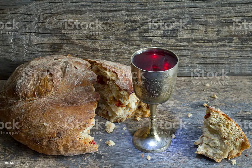 Bread And Wine Holy Communion Sign Easter Symbol Stock Photo