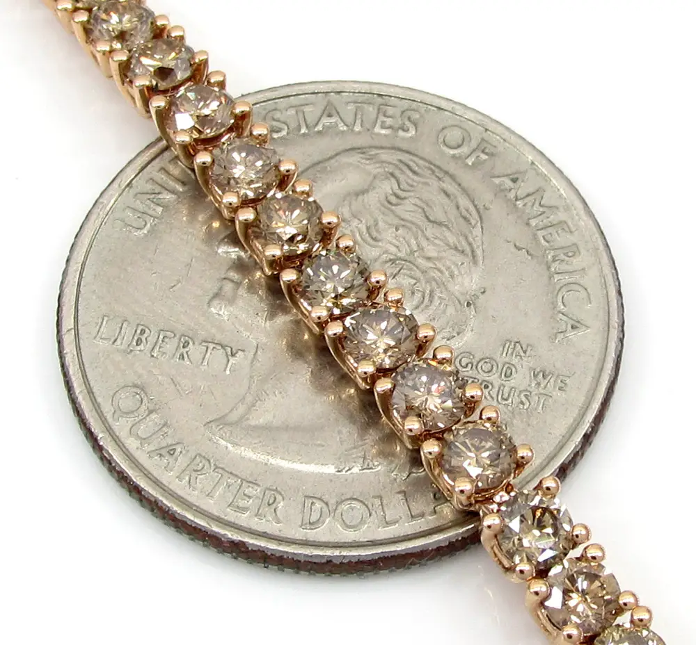 Buy 18k Rose Gold Champagne Diamonds Tennis Bracelet 7 Inch 6.83ct ...
