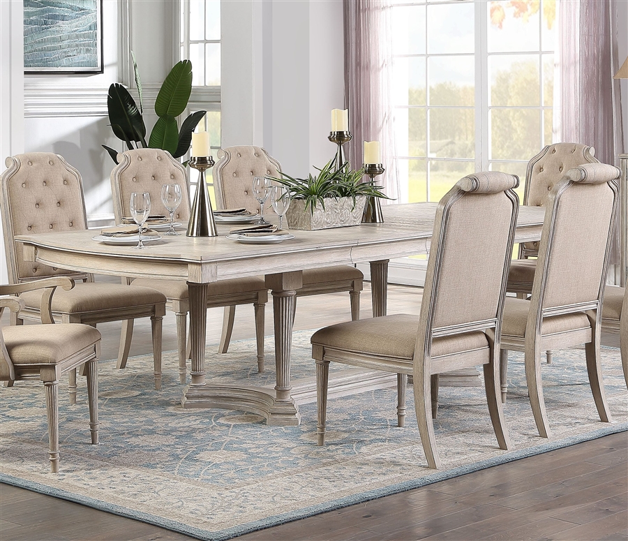 Champagne Dining Room Furniture / Mia Glass Dining Table With Clover ...