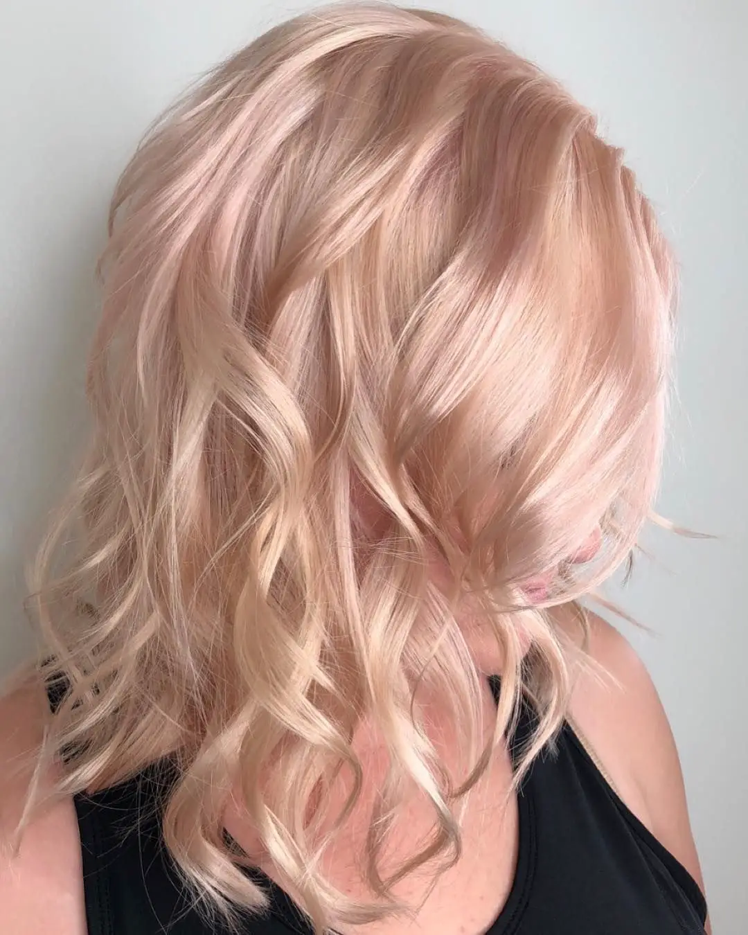 Champagne rose pink blonde hair color by Aveda Artist Haley Pirkle ...