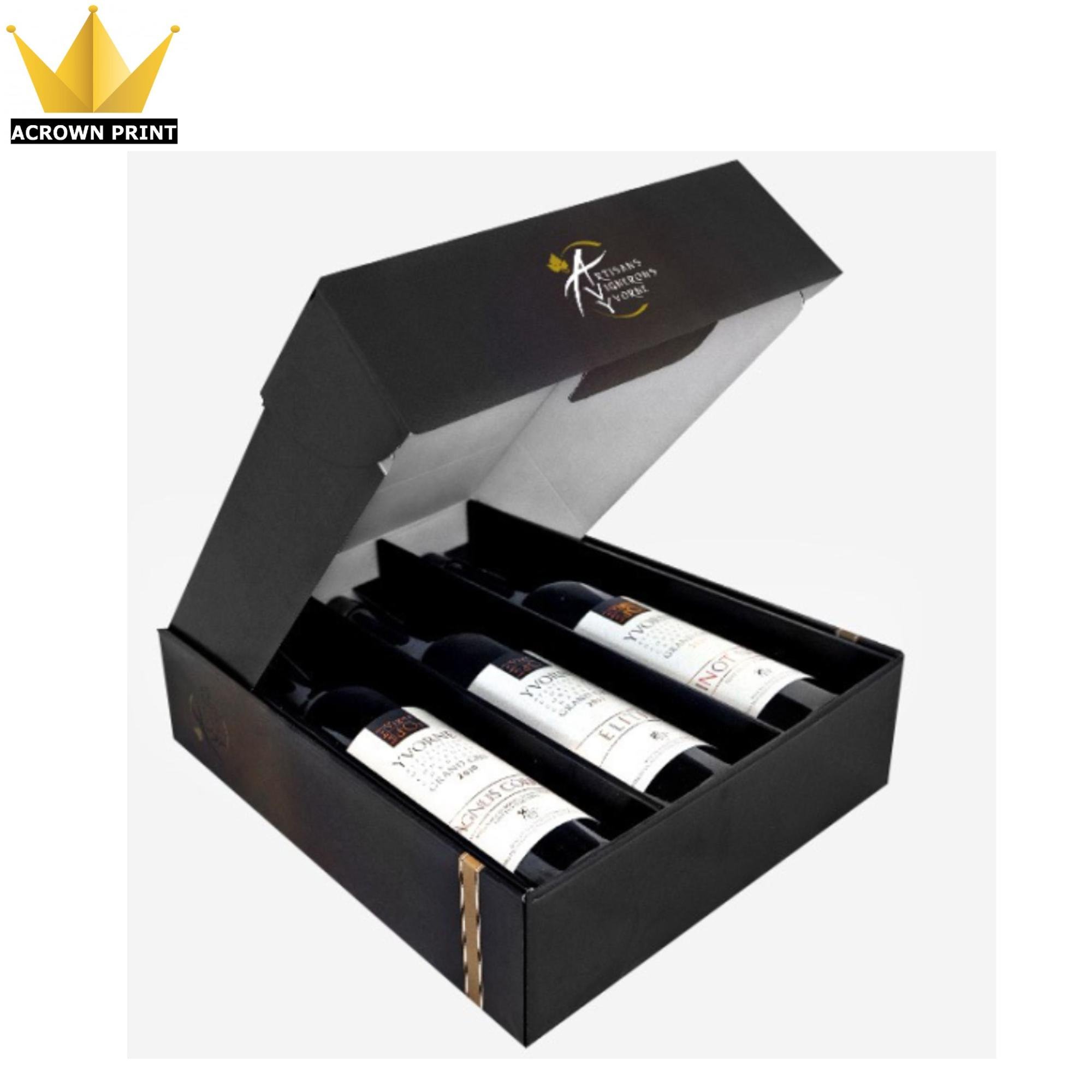 Cheap Foldable Black Corrugated Wine Paper Boxes For Wine ...