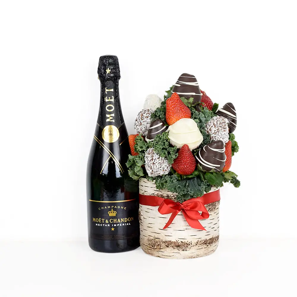 Chocolate Dipped Strawberries &  Champagne Vase