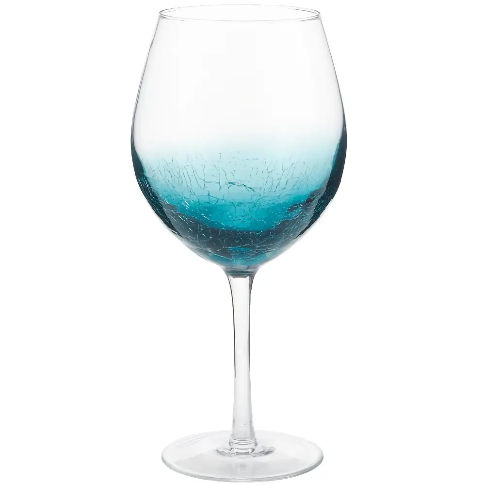 Crackle Teal Wine Glasses