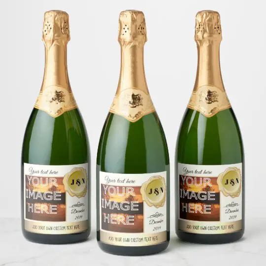 Custom Photo Personalised Champagne Bottle Labels