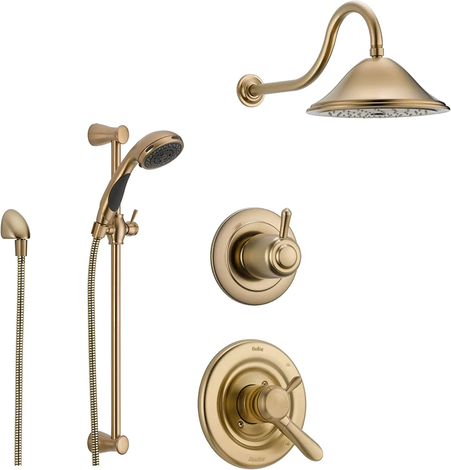 Delta Lahara Champagne Bronze Shower System with Dual Control Shower ...