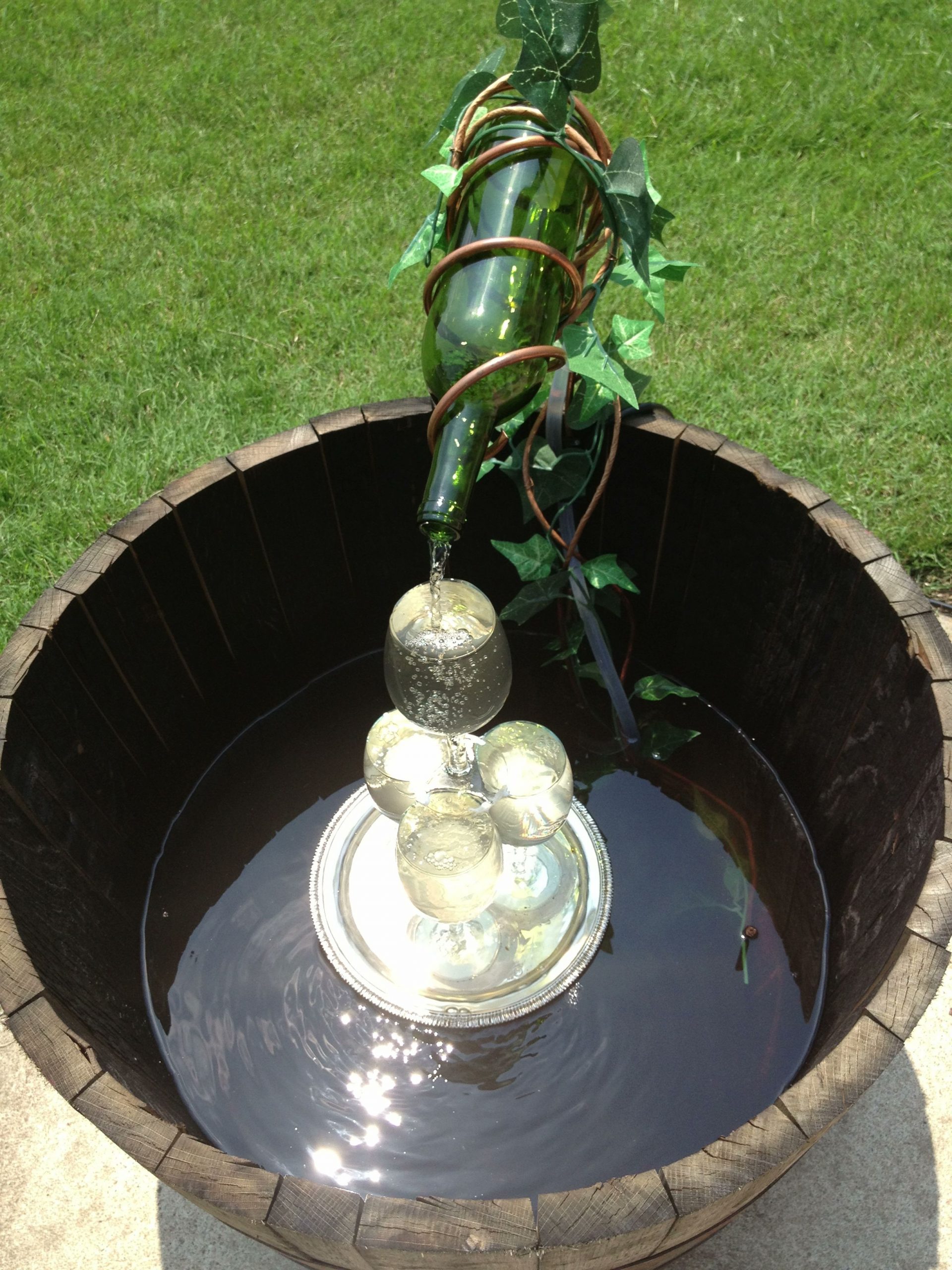 DIY wine barrel fountain