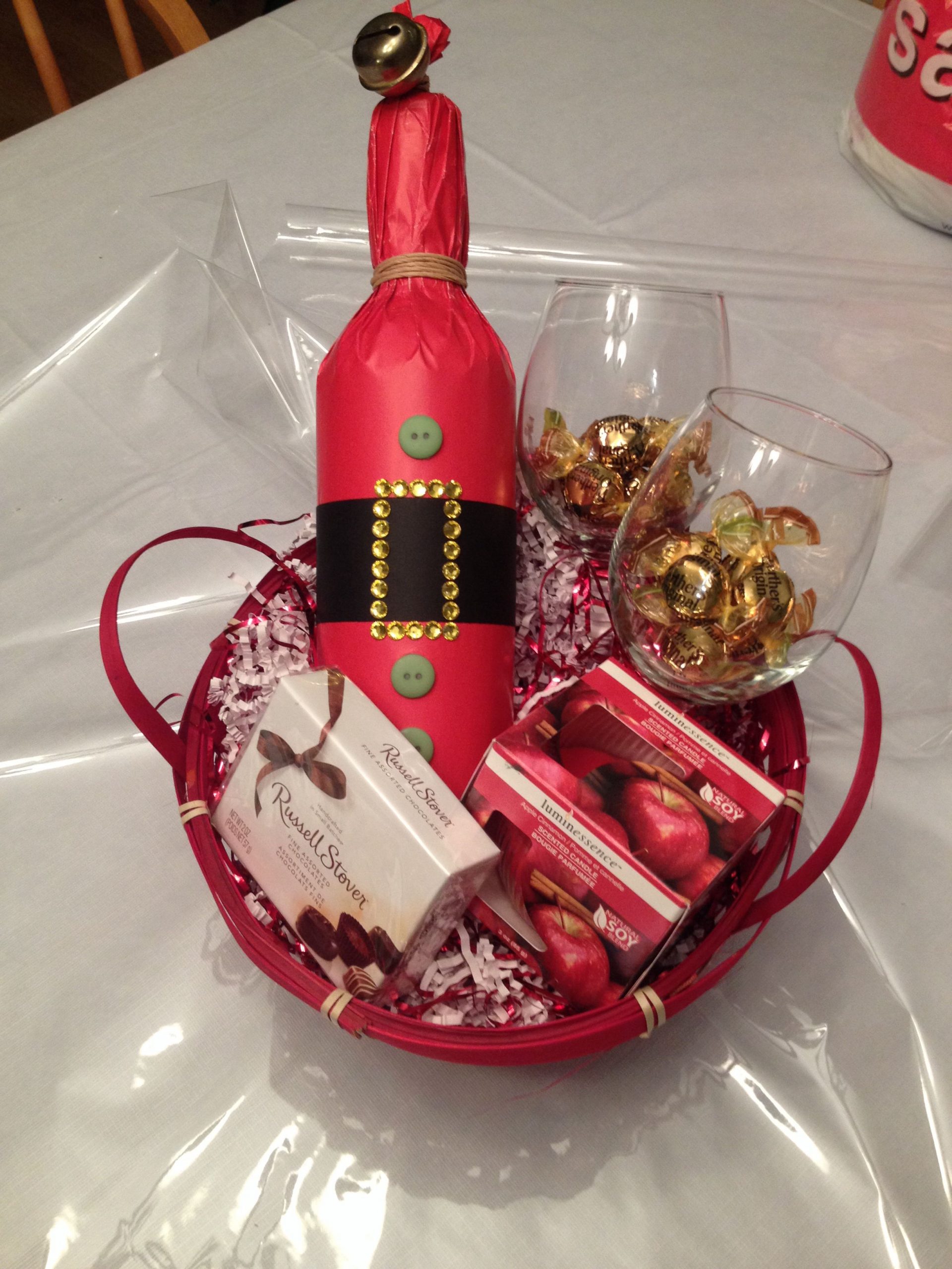 Gift basket for two! Includes bottle of wine (Santa wrap ...