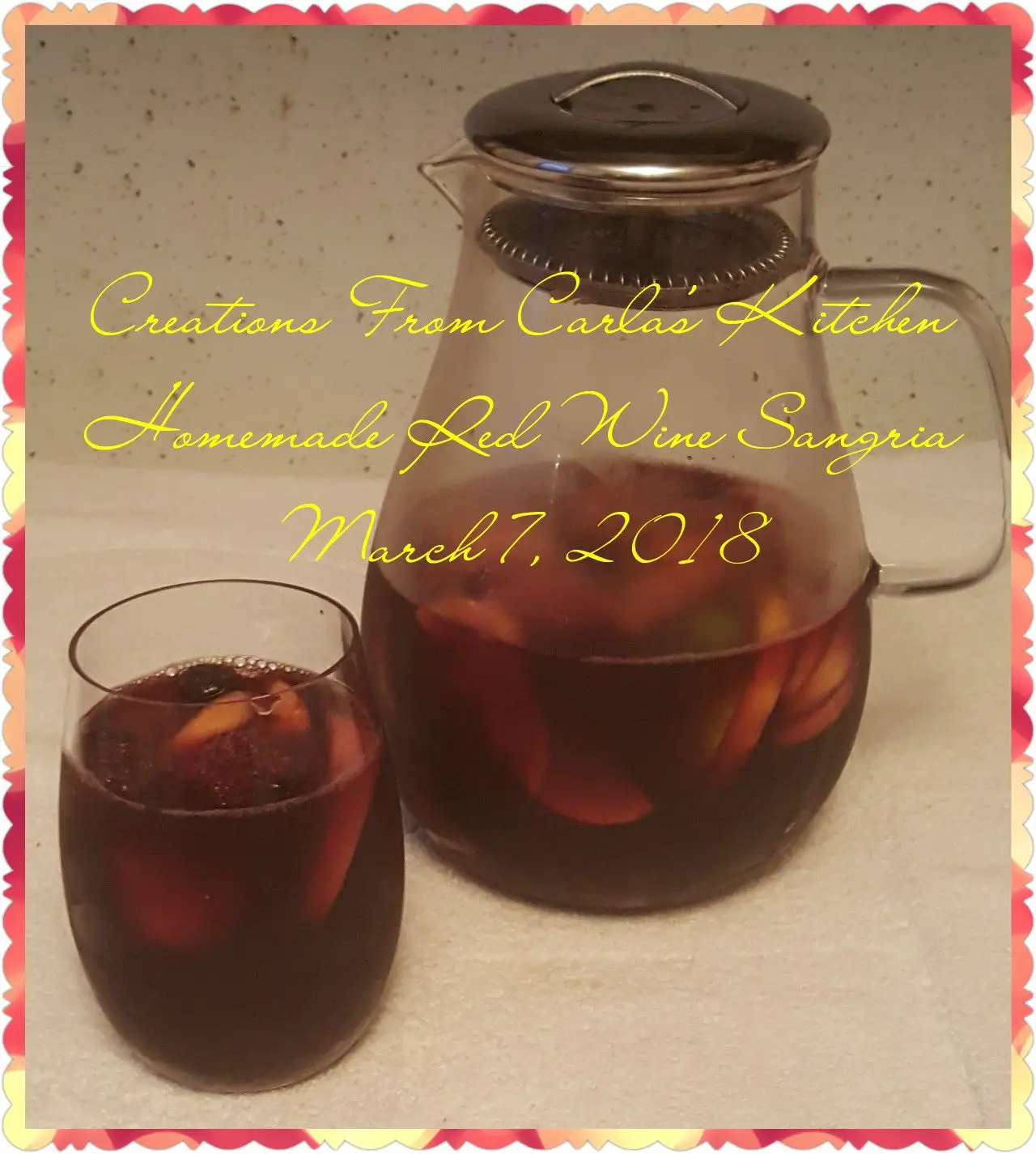 Homemade Red Wine Sangria made with Merlot, Ginger Ale, Sweetener, an ...