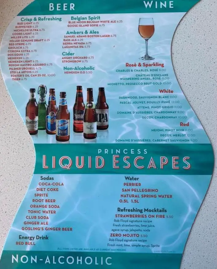 How Much Do Drinks Cost on Cruise Ships? Menus and ...