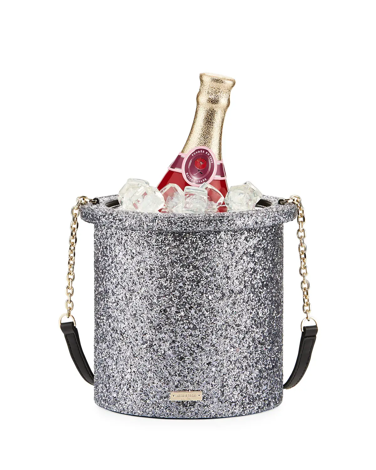 kate spade new york champagne bucket glitter crossbody bag