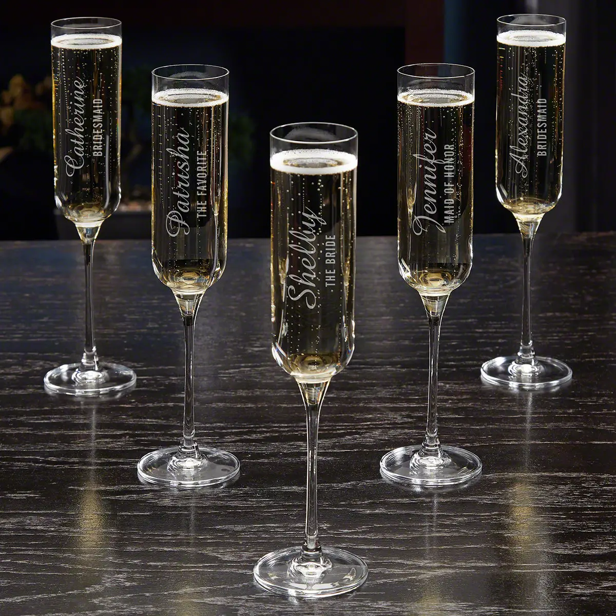 Lassarre Personalized Champagne Flutes  Set of 5
