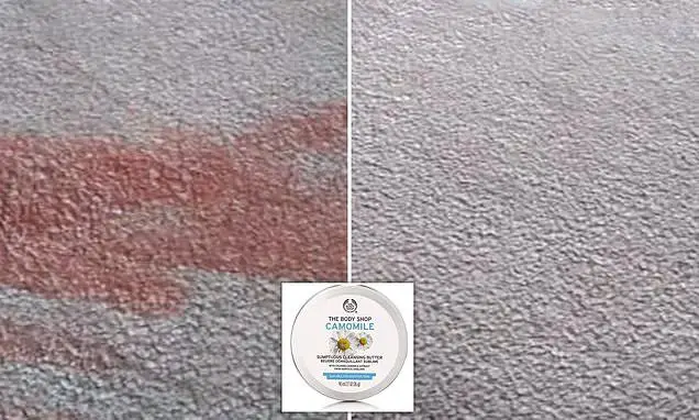 Mum gets red wine stain out of carpet using £10 Body Shop butter