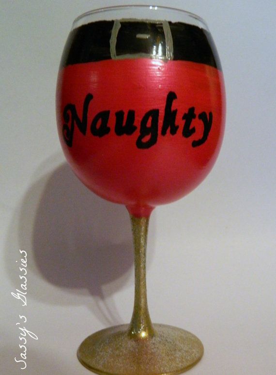 Naughty or Nice Wine Glasses by SassysGlassies on Etsy ...
