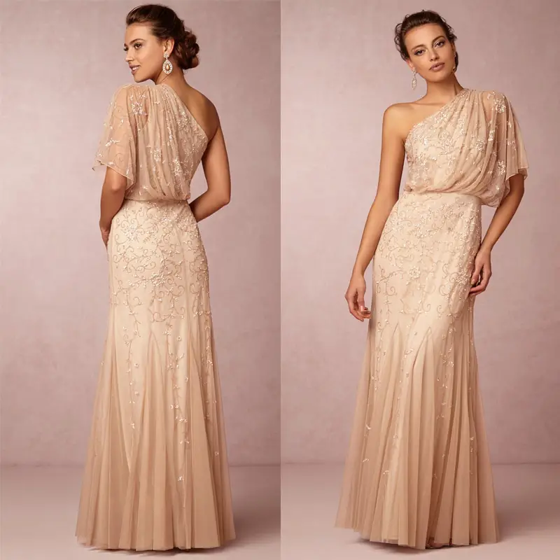 New Arrival 2015 One Shoulder Long Champagne Mother of the Bride ...