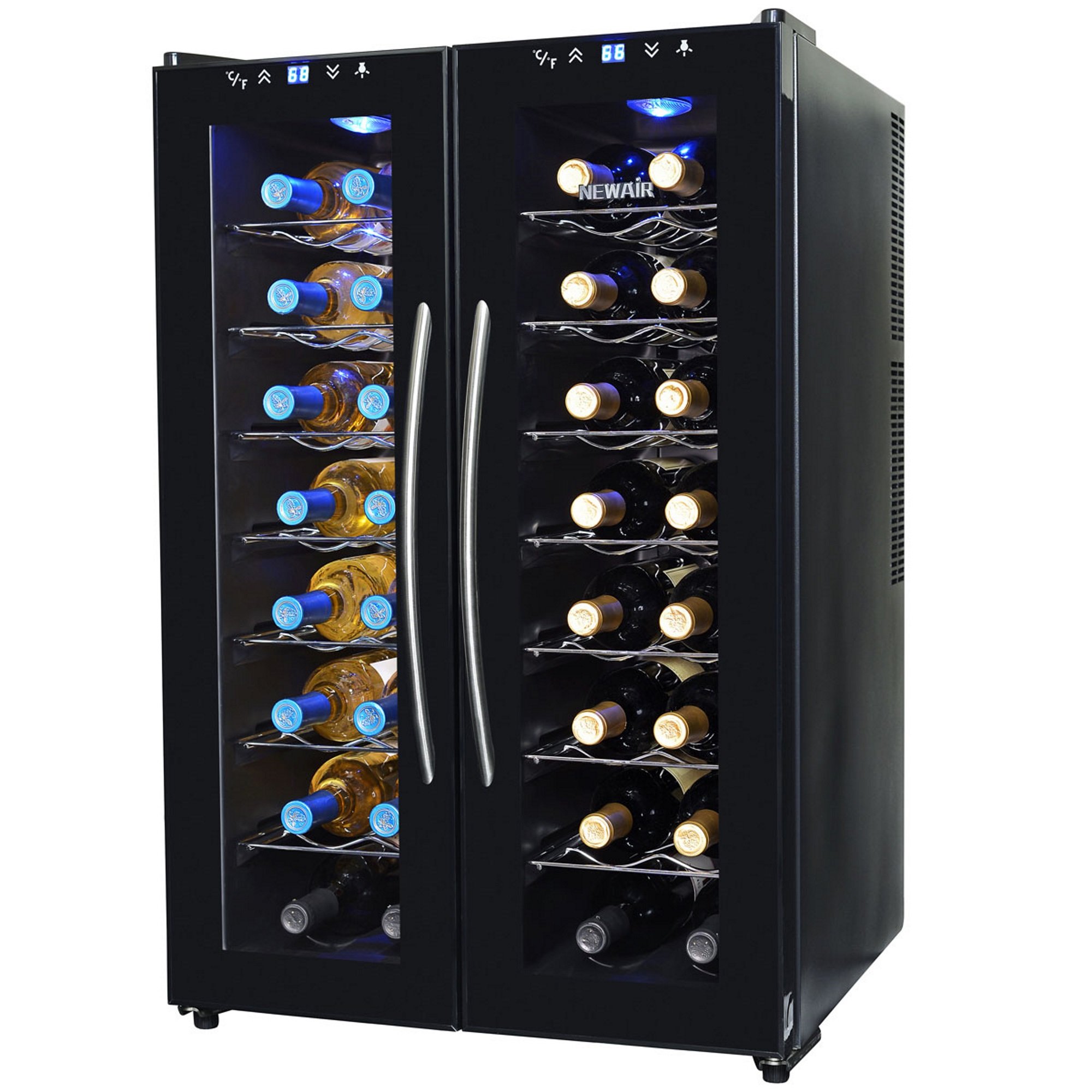 NewAir Silent Wine Cooler 32 Bottle Capacity Dual Zone Refrigerator, AW ...