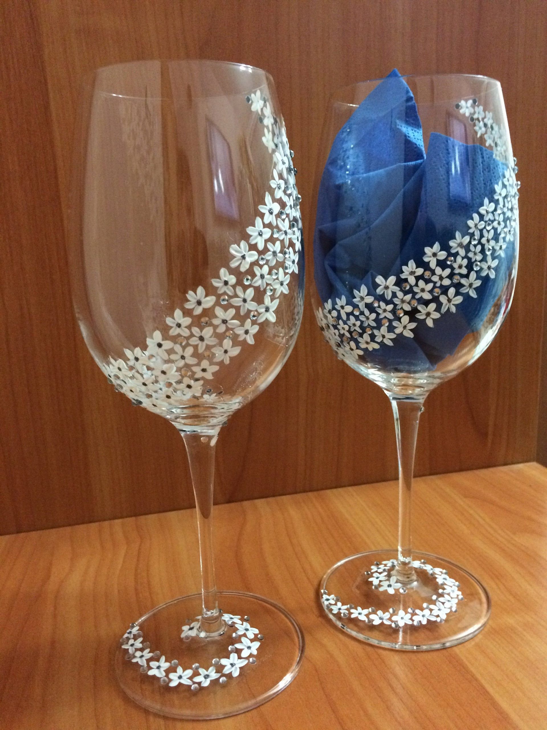 Painting wine glasses,Hand made,Set of 2 wine glasses or ...