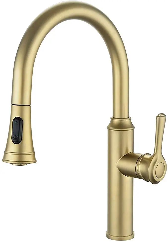 Peppermint Kitchen Sink Faucet Champagne Gold Single Handle with Pull ...