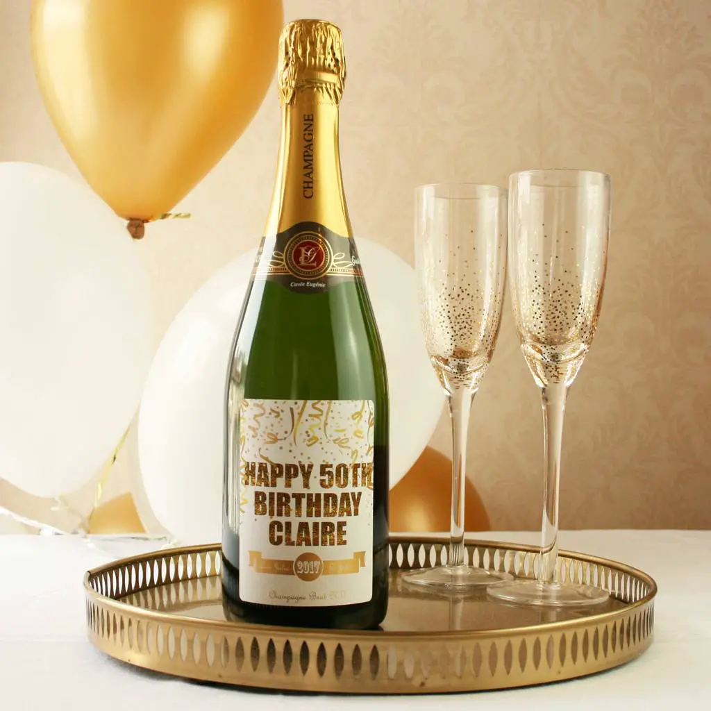 Personalised 50th Birthday Champagne Gift By BOTTLE BAZAAR ...