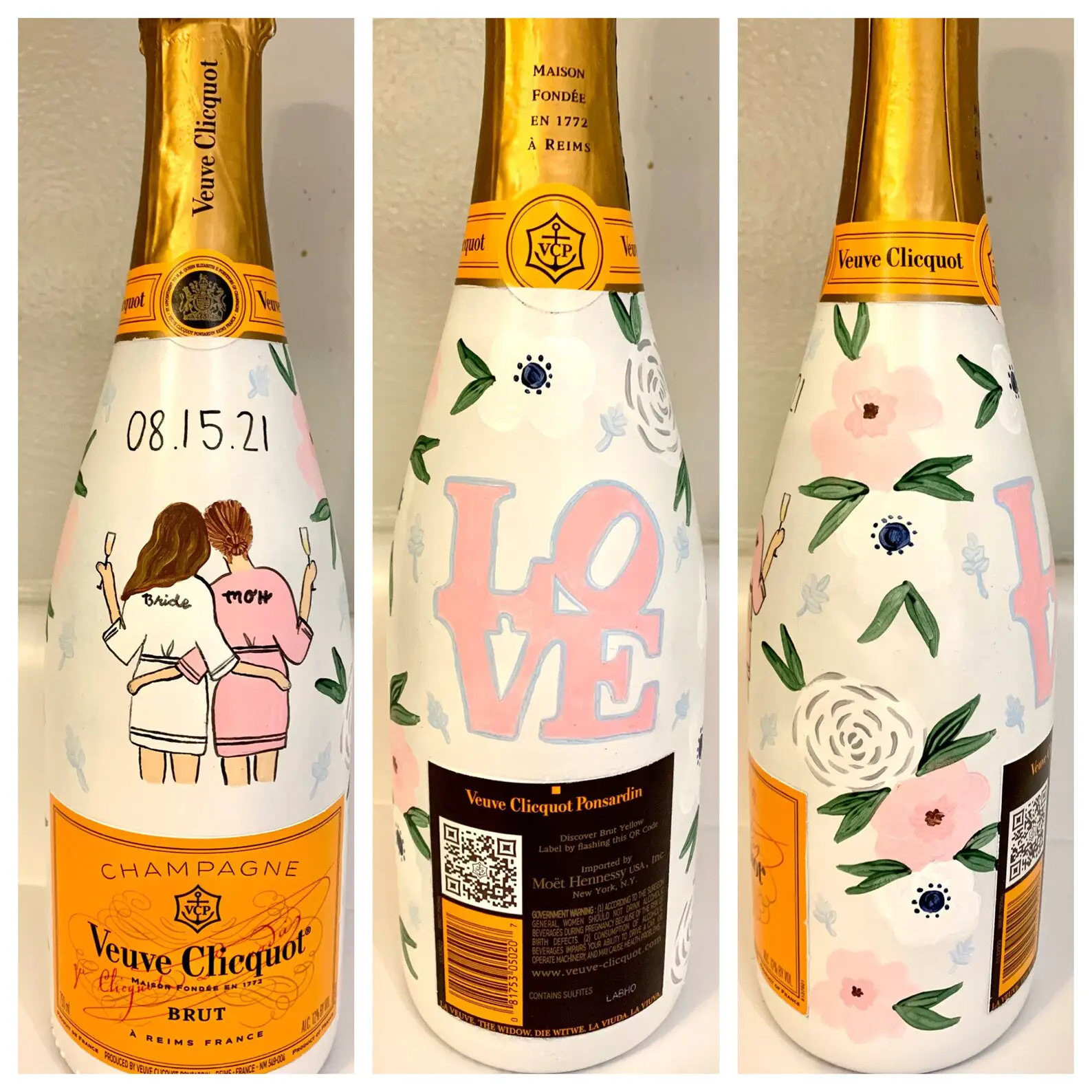 Personalized painted champagne bottle
