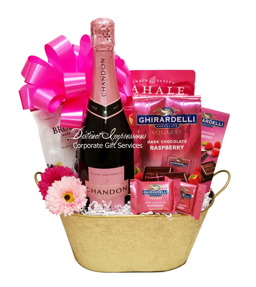 Pretty in Pink Champagne Gift Basket