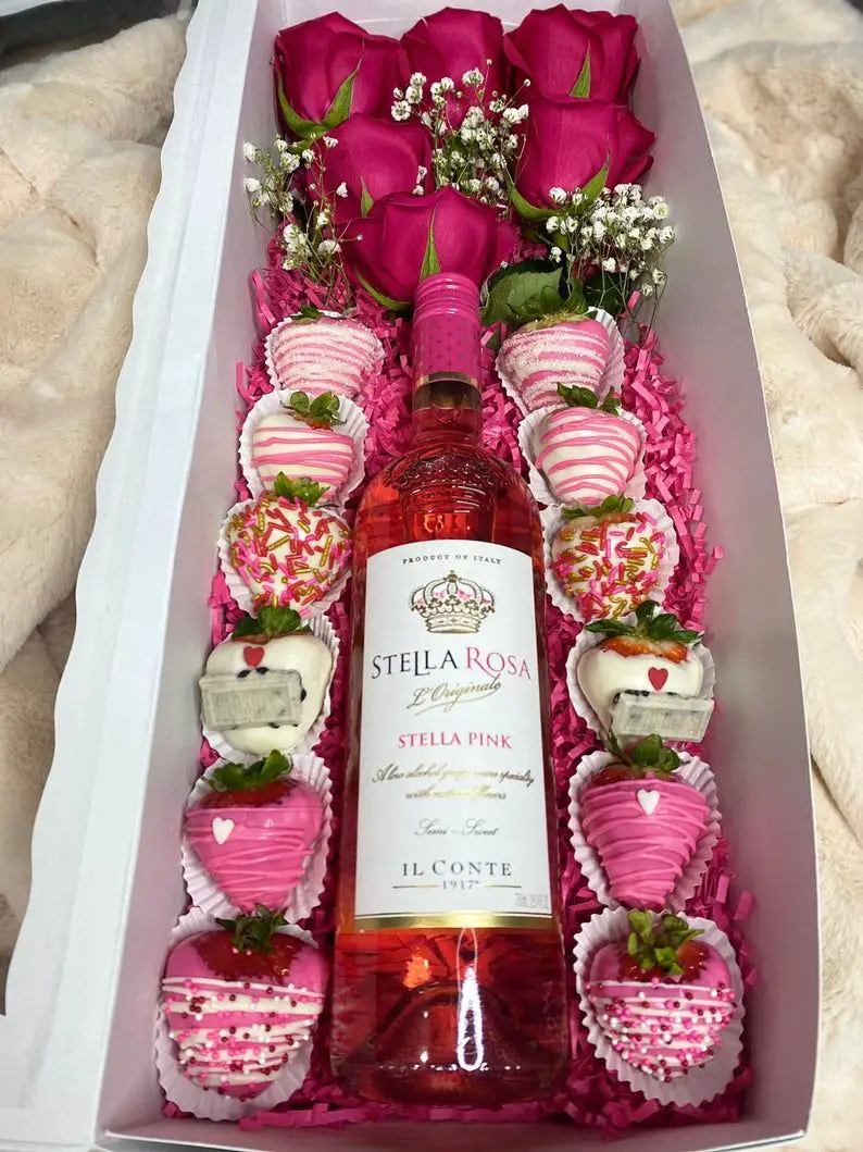 Rose and Wine Box: 20x7x4 Contents NOT Included Box Only