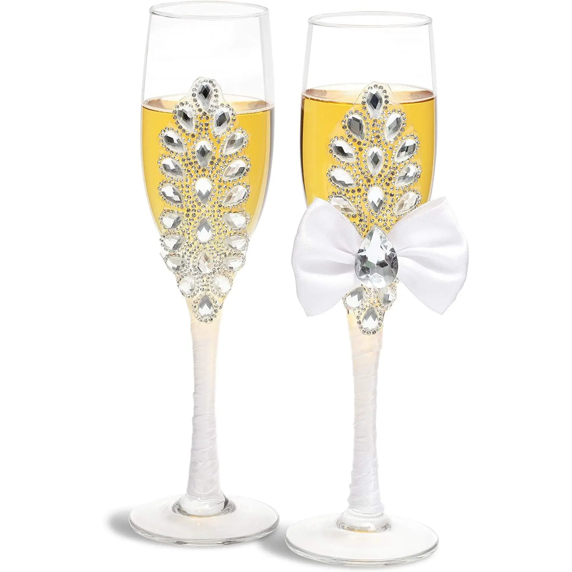 Set of 2 Mr. &  Mrs. Wedding Toasting Glasses, Bride and Groom ...