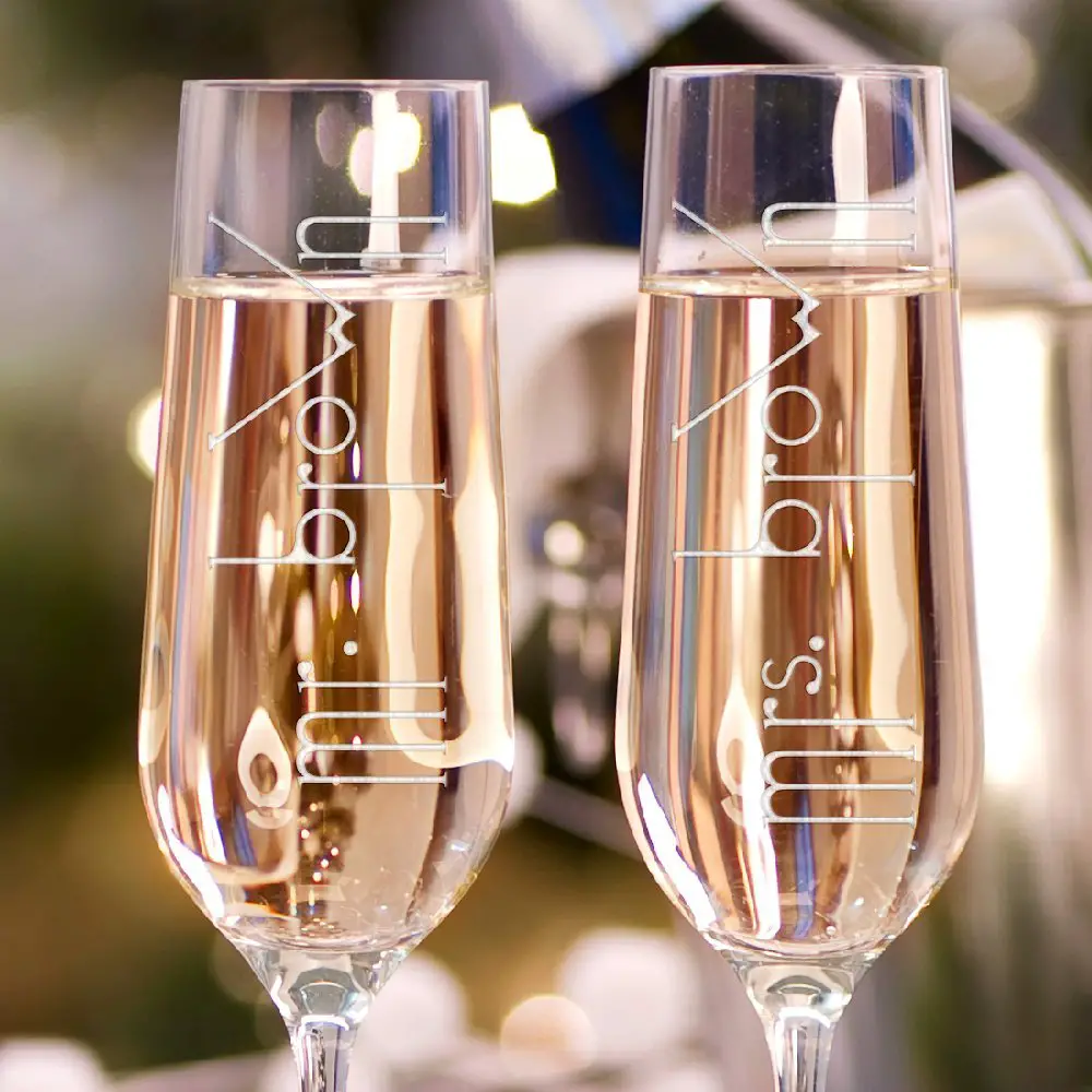 Set of 2 Personalized Last Name Toasting Glasses,Champagne Flutes ...
