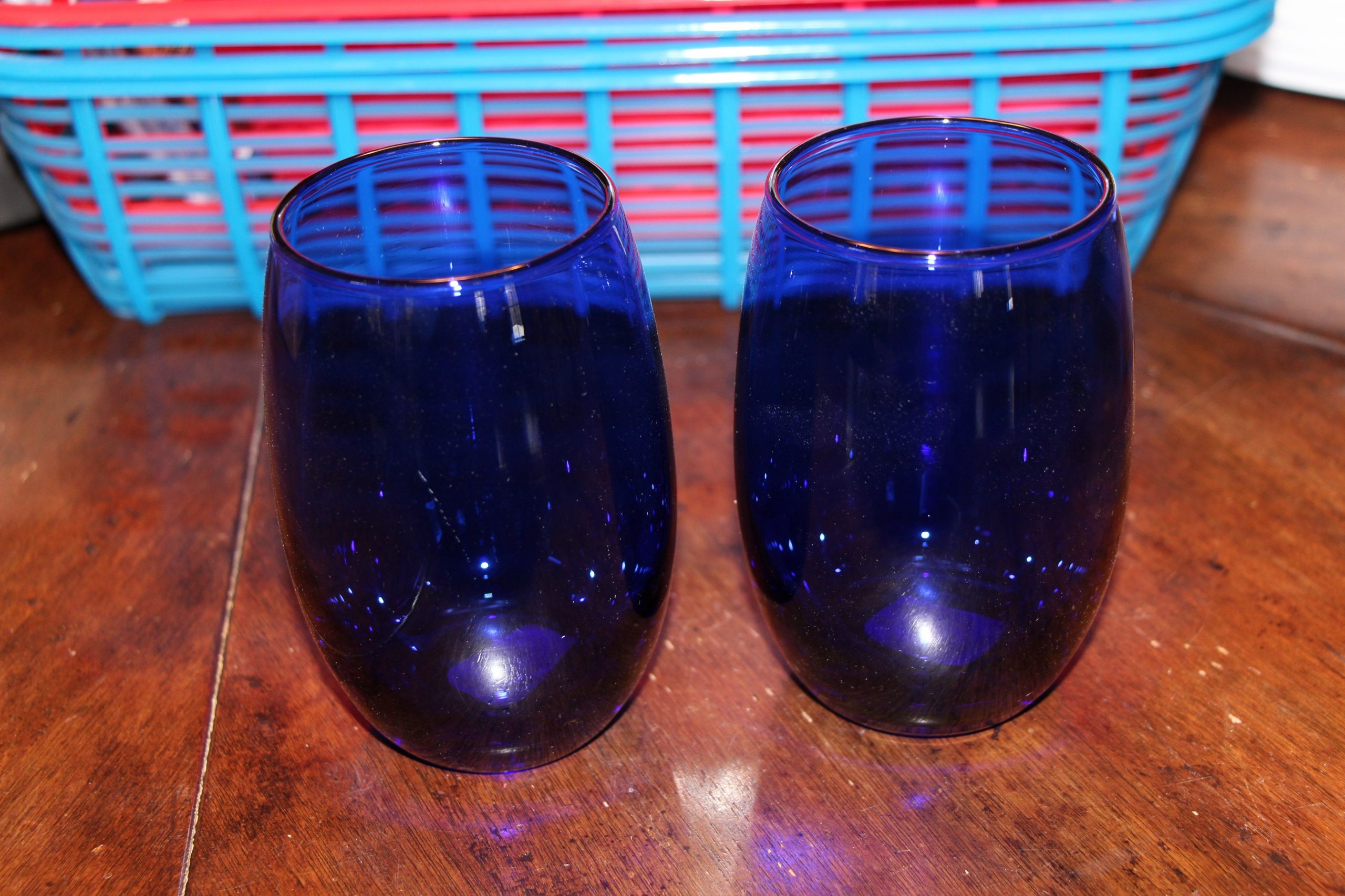 small blue " vases" 