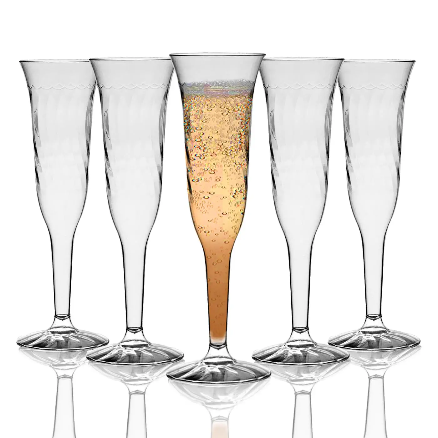 Smarty 5 oz. Clear Round Disposable Plastic Champagne Flutes 96ct ...