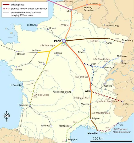 TGV Map France Travel Guide
