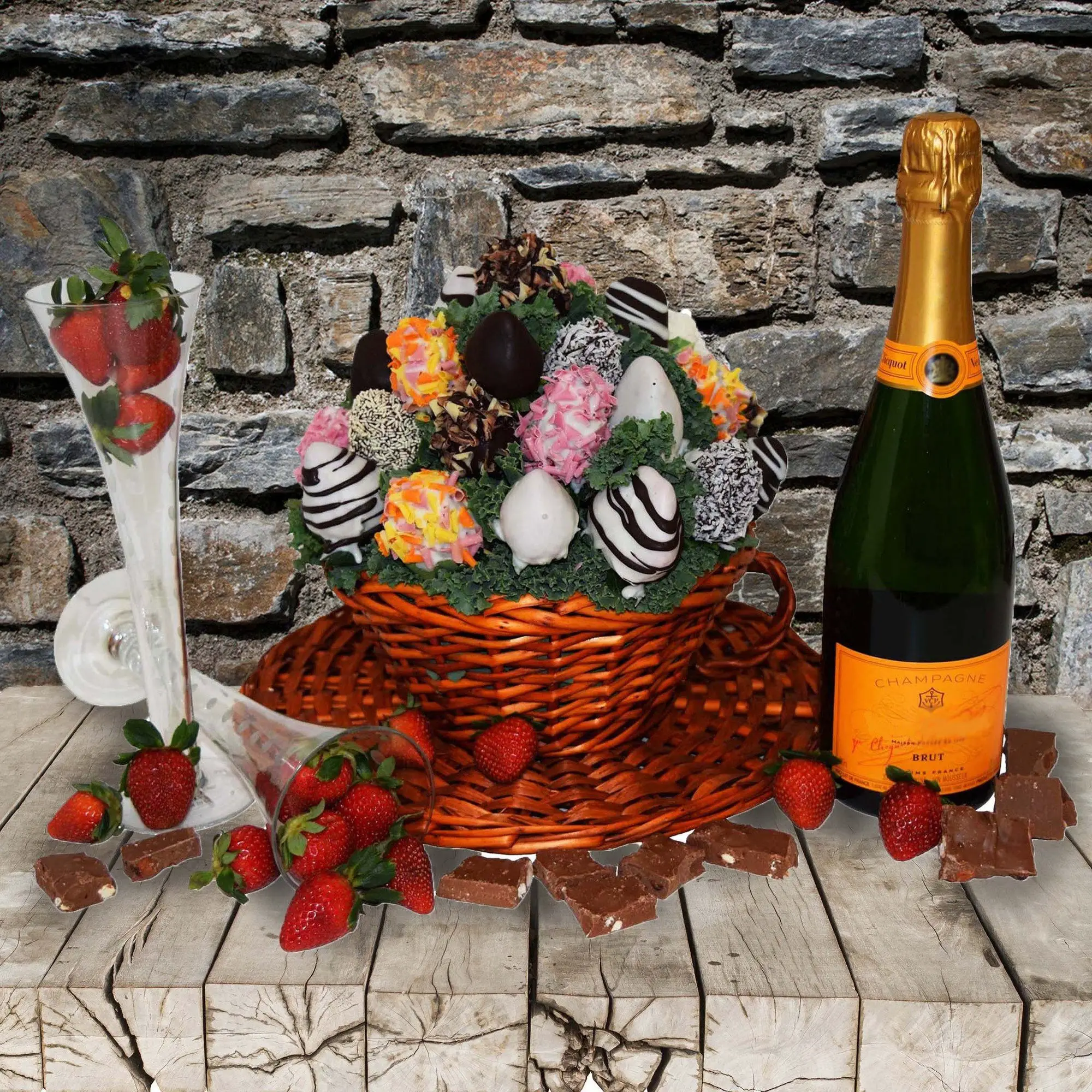 The Champagne &  Chocolate Dipped Strawberries Gift basket Toronto ...