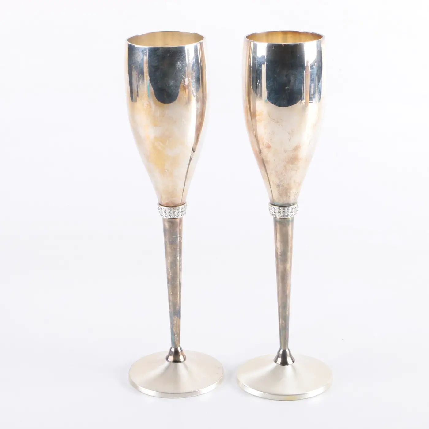 Things Remembered Silver Plate Champagne Flutes Featuring Swarovski ...
