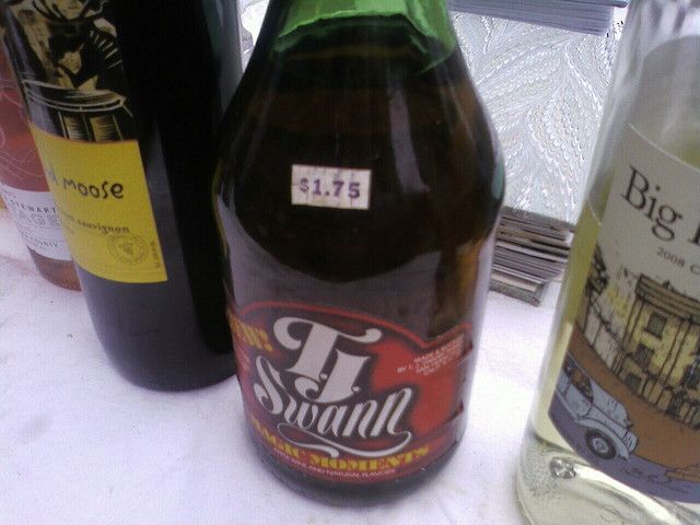 TJ Swann wine, retails for $1.75, bought at a garage sale for $.25 ...