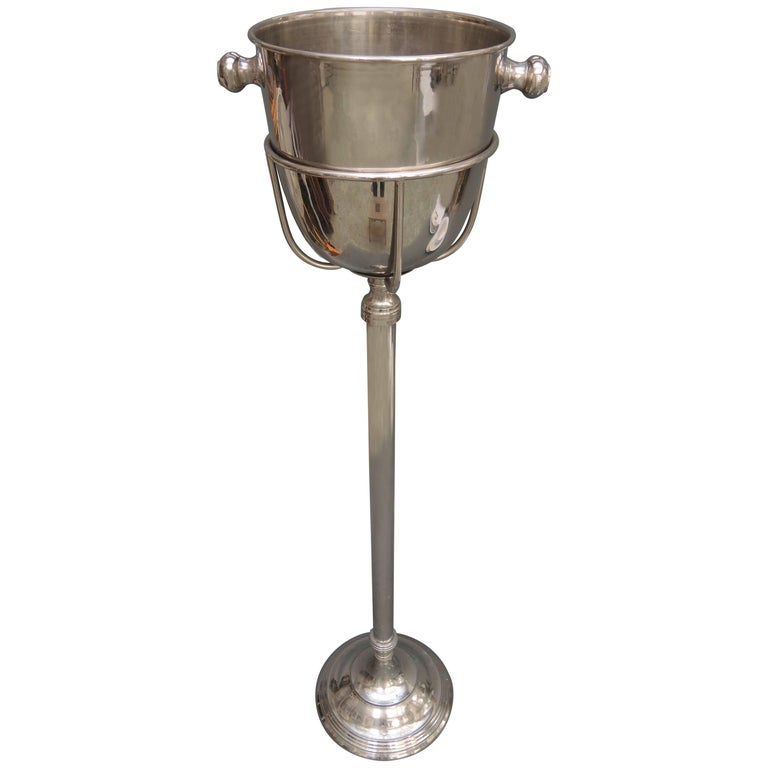Vintage French Silver Plated Champagne Bucket With Stand at 1stdibs