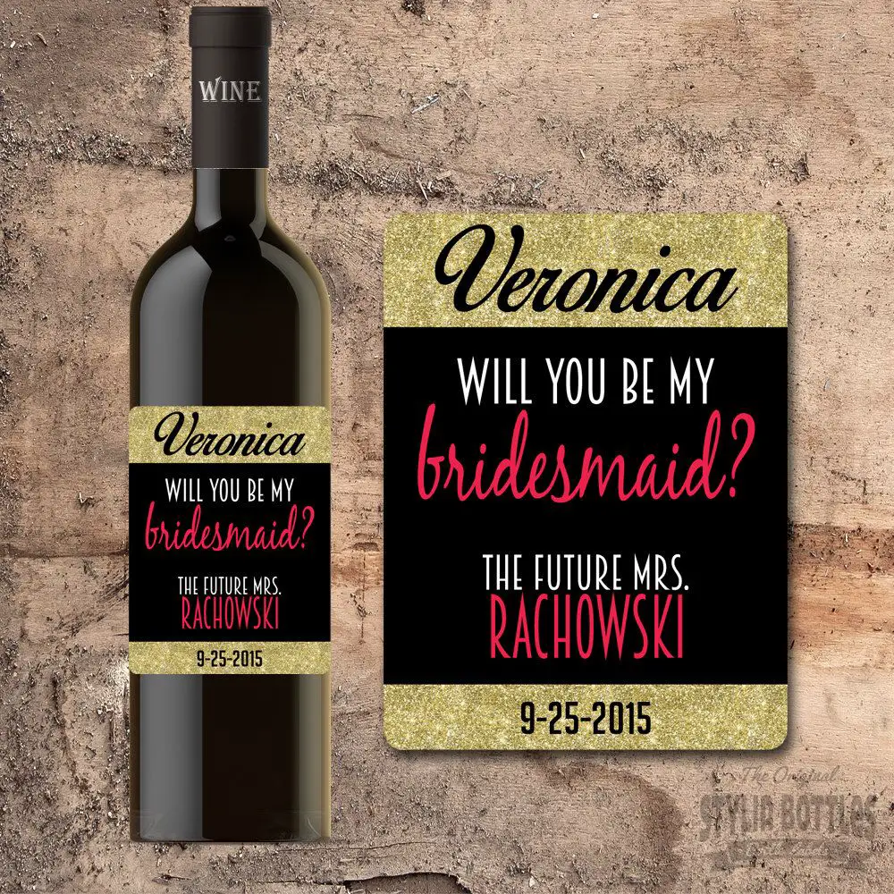 Will You Be My Bridesmaid Wine Bottle Label