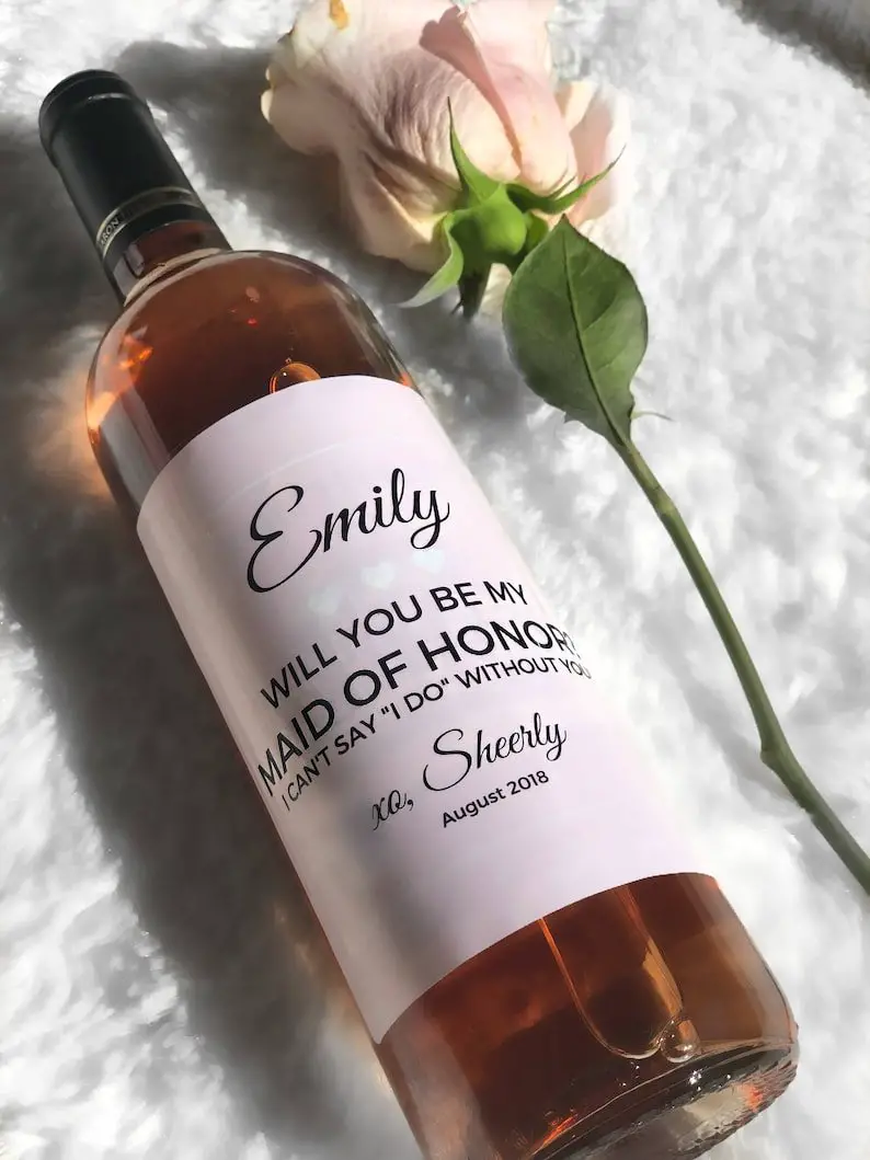 Will You Be My Maid Of Honor Wine Label Maid of honor