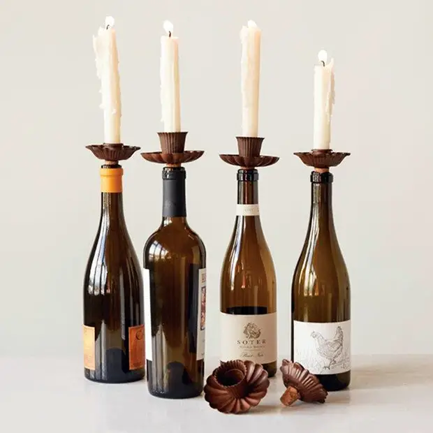 Wine Bottle Candle Holders, Set of 6