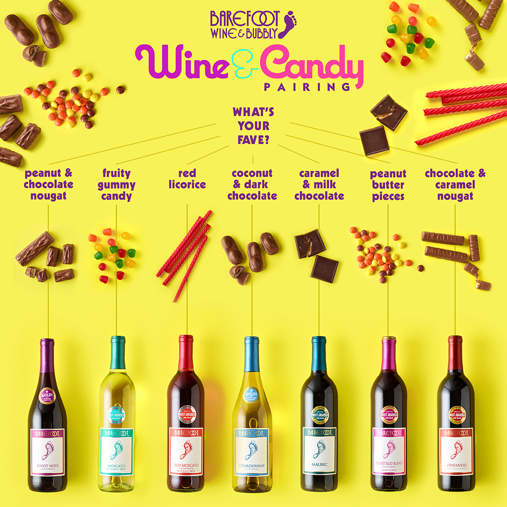 Wine + Candy Pairings : Barefoot Wine &  Bubbly