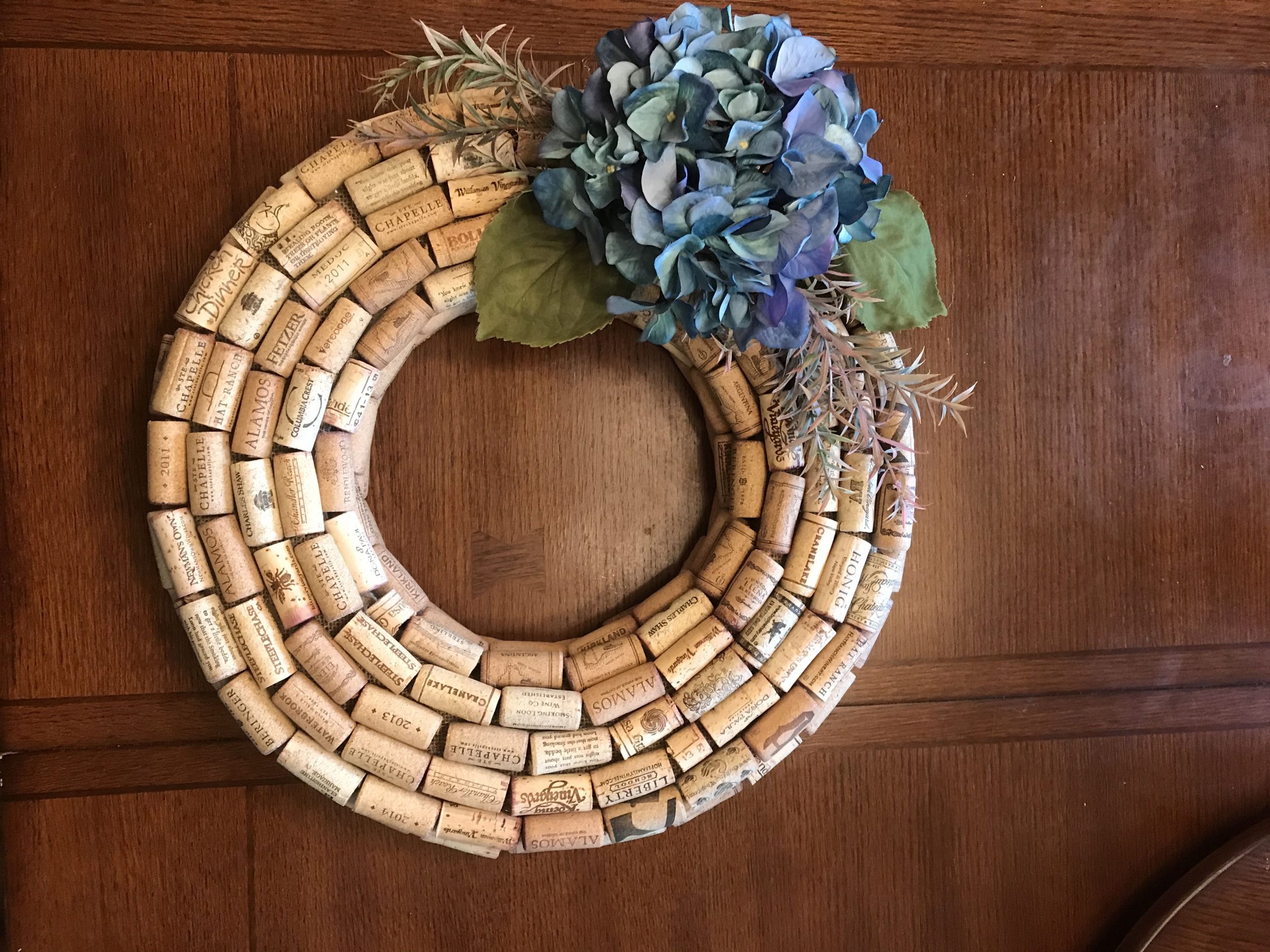 Wine cork wreath. This was so fun to make! If you look ...